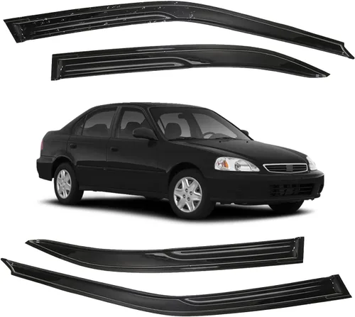 Miniatura 28 de Viseras para ventanas para Mazda 3 Sedán 4 puertas 2004 2005 2006 2007 2008 2009 estilo JDM Mugen, deflector de viento, protector solar y de lluvia