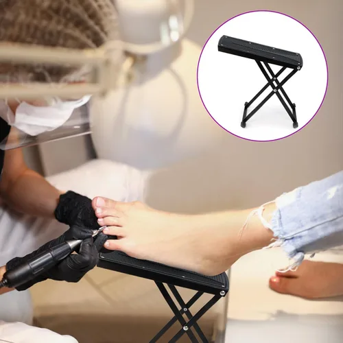 Miniatura 9 de Reposapiés para pedicura, taburete con 6 alturas ajustables, soporte plegable de metal antideslizante para uso doméstico y de salón, estación