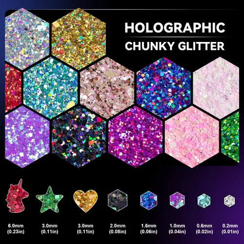 Miniatura 5 de Juego de 8 gemas coloridas para la cara, calcomanías de perlas y purpurina gruesa, 1550 piezas de joyas de 0.236 a 0.236 pulgadas y 8 macetas