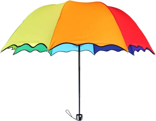 Colordrip 8 colores arco iris paraguas portátil triple plegable para días lluviosos y soleados
