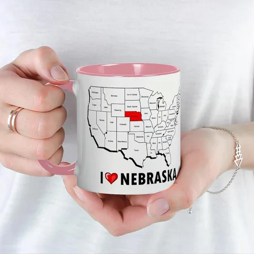 Miniatura 69 de CafePress I Love Nebraska Taza de café de cerámica de 11 oz (11.0 fl oz)