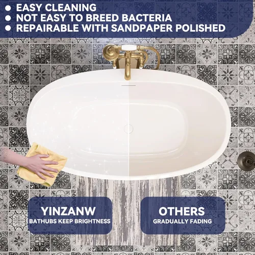 Miniatura 6 de Bañera independiente de acrílico de 59", bañera independiente, bañera independiente, bañera de remojo, certificado cUPC, YL (blanco brillante)