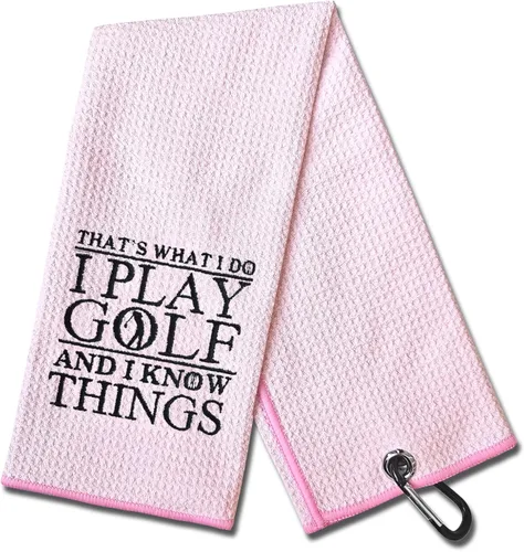 Miniatura 6 de DYJYBMY Toalla de golf con clip That's What I Do I Play, toalla deportiva bordada para golfista, divertidos accesorios de golf para hombres, Día