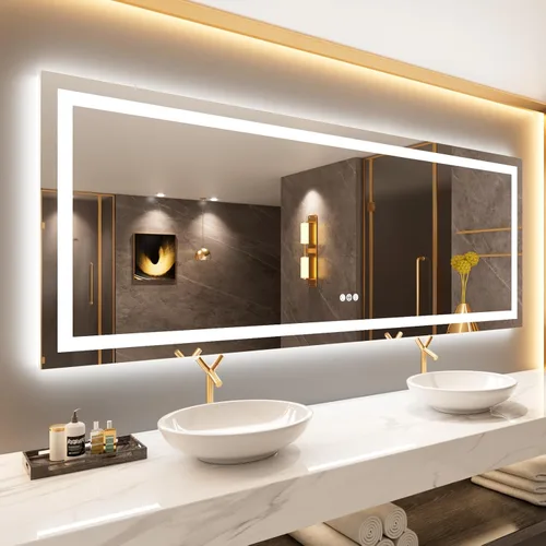 Miniatura 55 de LOAAO Espejo de Baño LED de 40"X32" con Luces, Antivaho, Regulable, Retroiluminación RGB + Iluminación Frontal, Espejo de Tocador de Baño
