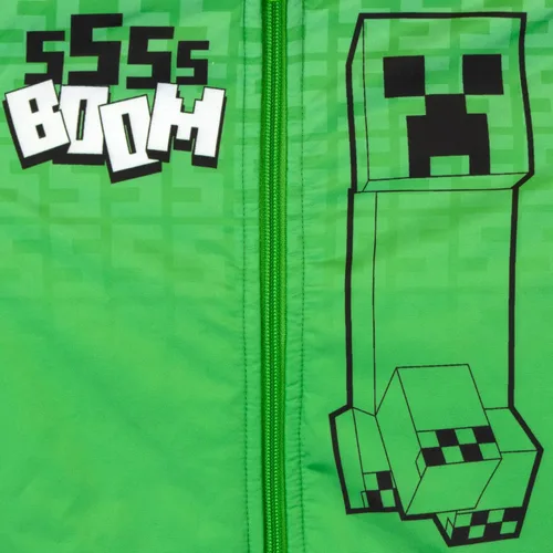 Miniatura 5 de Minecraft Chaqueta bomber para niños, chaqueta universitaria con estampado gráfico con cremallera para niños y niños pequeños