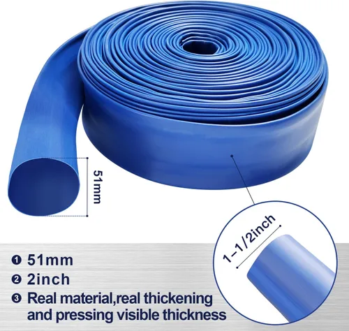 Miniatura 3 de YASHINE Manguera de PVC de 1-1/2"*50 pies, manguera de retrolavado para piscina, PVC azul reforzado de servicio pesado tipo Lay Flat para agua