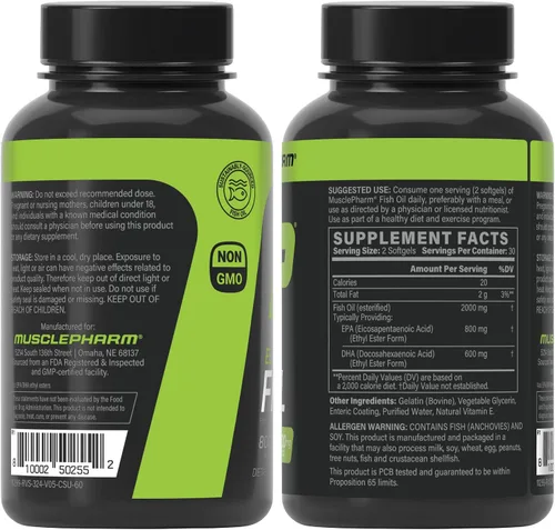 Miniatura 10 de MusclePharm Essentials - Aceite de pescado Elite Omega 3, apoya las articulaciones, el rendimiento muscular y la recuperación, salud cerebral