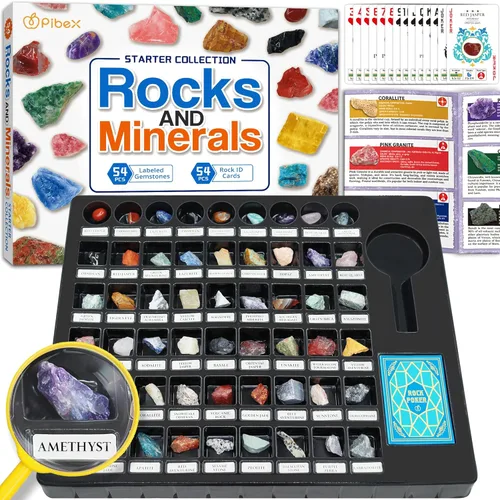 Miniatura 9 de PIBEX Colección de piedras preciosas: 16 piezas de gemas y cristales pulidos (1 pulgada / 0.8-1.2 in), kit de geología STEM con guía