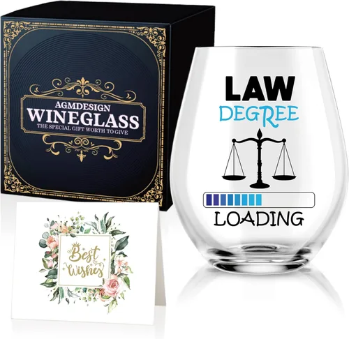 AGMDESIGN Copas de vino divertidas con caja de regalo, regalos de graduación para estudiantes de derecho, abogado, graduado JD, abogado, consultor,