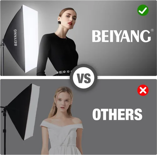 Miniatura 9 de BEIYANG Kit de iluminación Softbox, 2 x 20 x 28 pulgadas, caja suave para fotografía con 2 bombillas LED E27 de 85 W 6000 K, luces de estudio