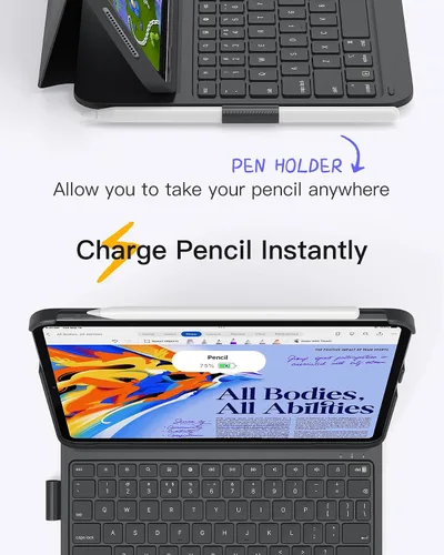 Miniatura 5 de Inateck Funda para iPad de 10ª/11ª generación con teclado, teclado ultraligero con soporte para bolígrafo para iPad de 11ª