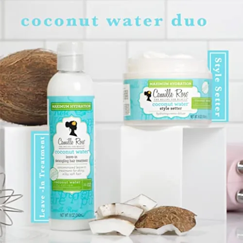 Miniatura 6 de Camille Rose Acondicionador sin enjuague con agua de coco, tratamiento concentrado para desenredar el cabello para una máxima hidratación y mechones