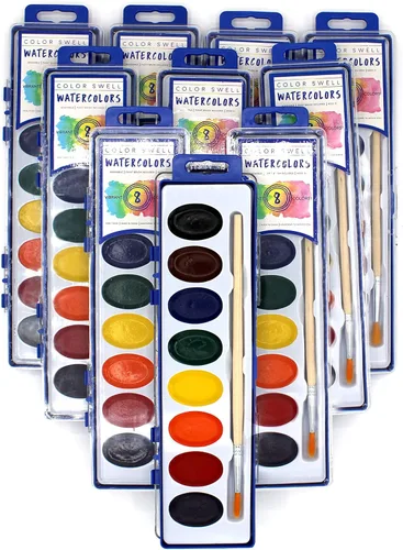 Miniatura 9 de Color Swell Acuarelas de 8 colores a granel con pinceles de madera - 4 paquetes