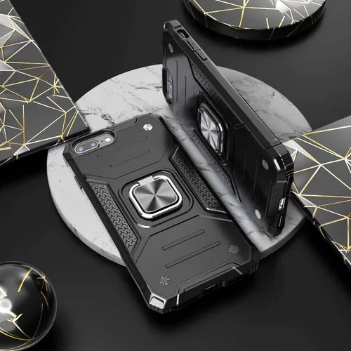 Miniatura 2 de Funda para iPhone 8 Plus Plus con protector de pantalla, cubierta de prueba de caídas de absorción de golpes con soporte para automóvil, funda Negro