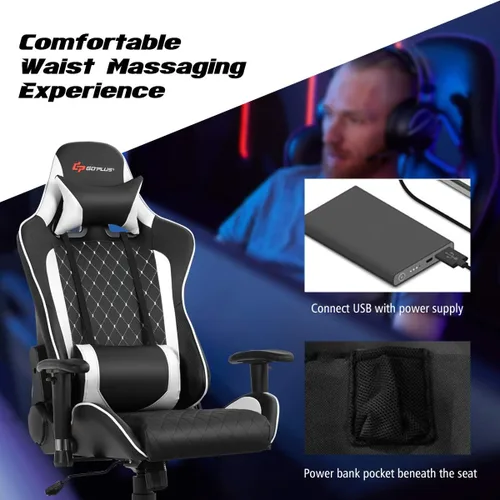 Miniatura 9 de Goplus Juego combinado de escritorio y silla para juegos, estilo de carreras, estación de trabajo para jugadores con soporte lumbar y reposacabezas