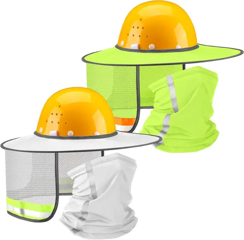 Miniatura 14 de SATINIOR 4 unidades de sombrero duro para sombrero de alta visibilidad, visera de sol y polaina para el cuello con tira reflectante, accesorios