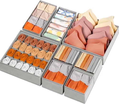 Organizador de Cajones para Ropa, Juego de 8 Organizadores de Cajones para Ropa de Bebé, Ropa Interior, Calcetines, Organización y Almacenamiento de