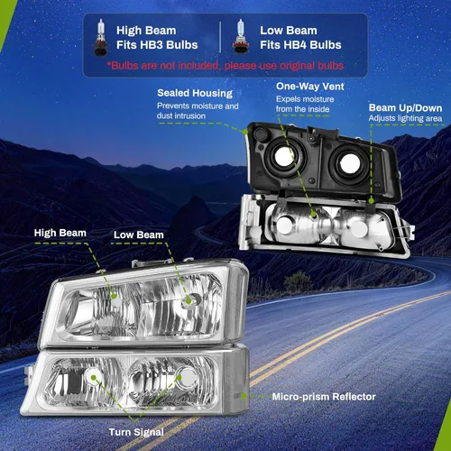 Miniatura 6 de AUTOSAVER88 - Juego de faros delanteros compatible con 2003 2004 2005 2006 Chevy Silverado Avalanche 1500 1500HD 2500 2500HD 3500/2007 Classic OE