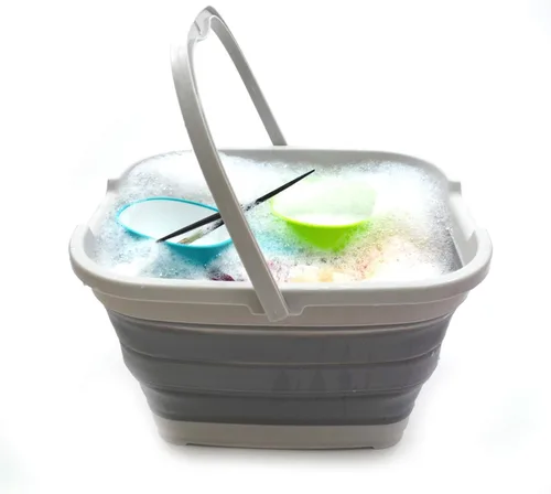 Miniatura 7 de SAMMART Cesta rectangular plegable y práctica/cubo (15L rectangular, gris oscuro (juego de 2))