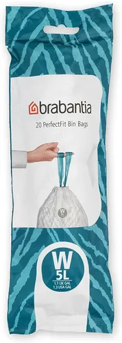 Miniatura 2 de Bolsas de basura Brabantia PerfectFit (Tamaño W/1.3 Gal) Forros de basura de plástico grueso con asas de cordón (200 bolsas)
