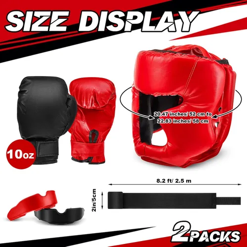 Miniatura 2 de Kanayu Juego de 12 piezas de equipo de boxeo para niños principiantes de 6 a 18 años, incluye casco de boxeo y guantes, vendas, protectores bucales