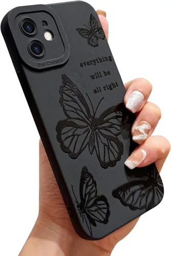 Miniatura 16 de LAPOPNUT Funda negra para iPhone 13 Pro Max, Funda de silicona suave con diseño de patrón de labios lindo para mujeres y niñas, Funda protectora a
