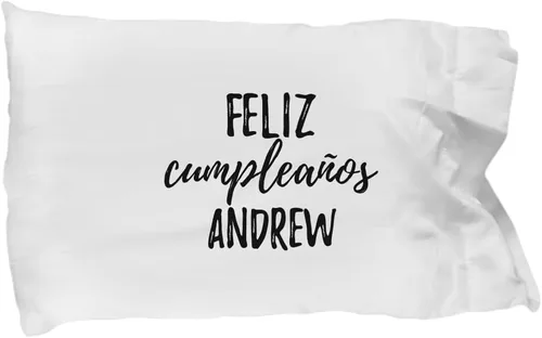 Feliz Cumpleanos Andrew Funda de almohada española feliz cumpleaños personalizado nombre regalo funda de almohada 20 x 30 pulgadas