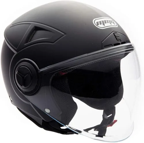 Miniatura 10 de Casco con cara descubierta para motocicleta Scooter, con visor DOT práctico que se puede levantar, M, Negro mate
