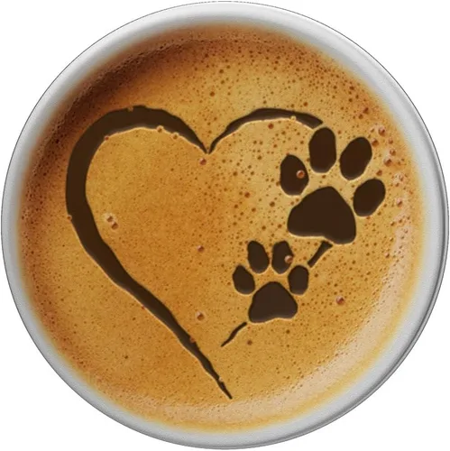Miniatura 3 de Paw Print Dog Paw Cute Dog Coffee Design Heart Latte PopSockets PopGrip: agarre intercambiable para teléfonos y tabletas