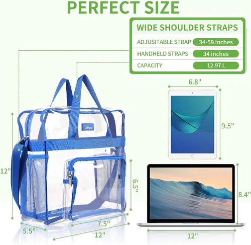 Miniatura 66 de MAY TREE Bolsa transparente para eventos en estadios de 12 x 6 x 12 pulgadas, bolsa de almuerzo transparente con correas reforzadas para trabajo