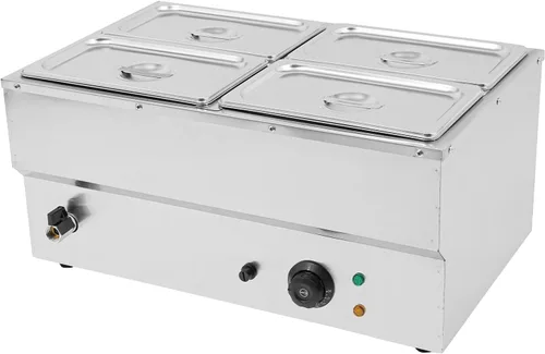 Calentador de alimentos comercial de 4 bandejas, 110 V, 1,5 KW, mesa de vapor eléctrica de 5.9 in/6 pulgadas de profundidad, buffet profesional de