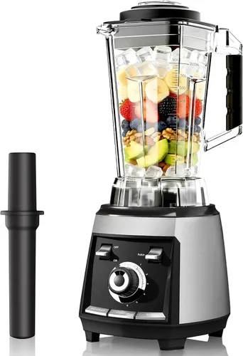 Sakgos Licuadoras para cocina, licuadora de batidos de 1800 W, licuadora profesional de alta velocidad para encimera con cuchillas de acero Plateado