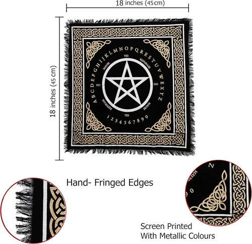 Miniatura 6 de Indian Consigners Paño de Altar A-Z Péndulo de Hechicería Pentagrama Alter Tarot Spread Wiccano Cuadrado Paño de Mesa Sagrado Paño Espiritual