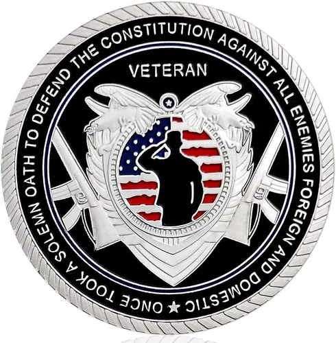 Miniatura 2 de Moneda de desafío para veteranos - Ficha de juramento militar "Una vez tomó un juramento solemne" con homenaje a los veteranos, soldados y familias