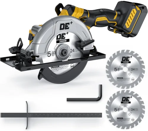 Sierra circular inalámbrica sin escobillas, para batería DeWalt 20V Max, hoja de aleación de aluminio de 6 pulgadas, 5900 RPM, 4.2 libras ligera,