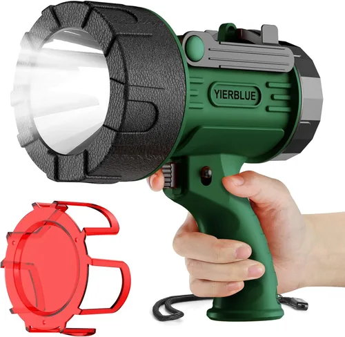 Miniatura 8 de YIERBLUE Foco recargable LED de 2000,000 lúmenes, linterna de mano impermeable IP67, 3 ajustes adaptables, luz de punto con filtro rojo