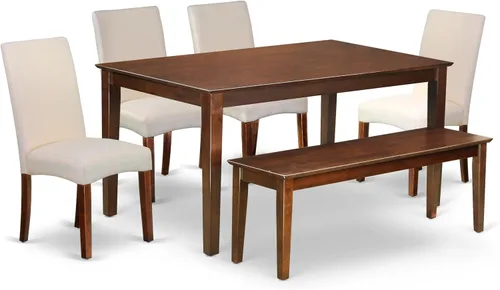 Miniatura 19 de East West Furniture CADR5-CAP-03 - Juego de mesa de comedor moderno de 5 piezas, incluye una mesa rectangular de madera y 4 sillas Parson tapizadas