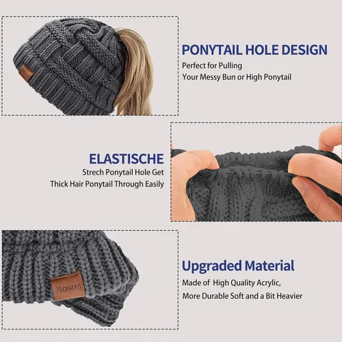 Miniatura 4 de Rosoz 1 y 2 paquetes de gorros de invierno para mujer