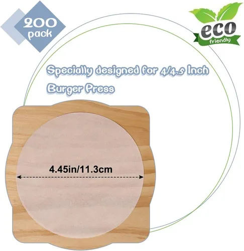 Miniatura 2 de Hamburger Patty - Papel redondo de 4.5 pulgadas, juego de 200, hojas de papel antiadherente para prensa de hamburguesas, serperado de hamburguesa
