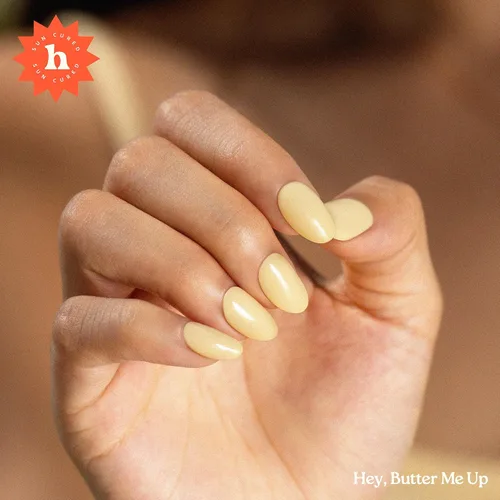 Miniatura 2 de Heyhae Tiras de uñas de gel semicuradas, no necesita lámpara LED, sólidas, amarillas, fáciles de aplicar y quitar, calidad de salón Incluye 28