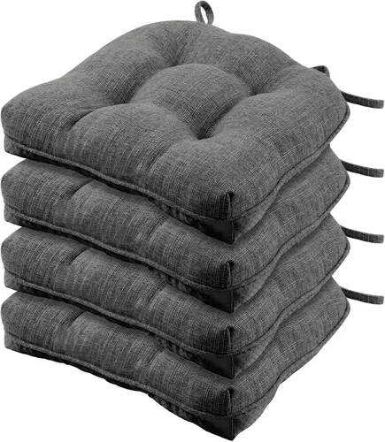 Miniatura 15 de Almohadillas de silla Wellsin para sillas de comedor, cojines de silla de cocina antideslizantes con lazos, juego de 4 almohadillas de silla de Caqui