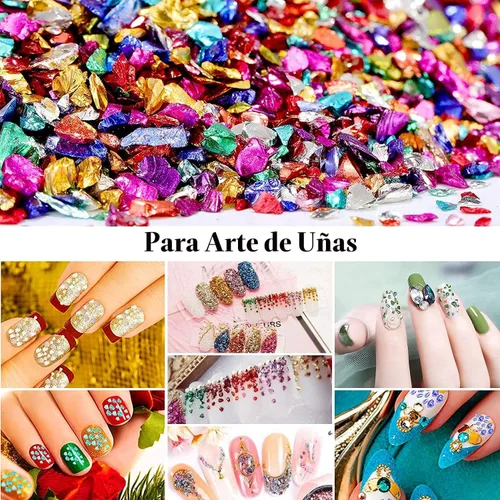 Miniatura 6 de 12 cajas de vidrio triturado con purpurina fina para arte de resina, pequeñas piezas de vidrio roto irregulares, chips de cristal metálico, escamas