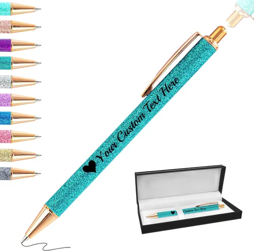 Miniatura 80 de Bolígrafos con purpurina personalizados con nombre, bolígrafos bonitos y bonitos personalizados, bolígrafos retráctiles de tinta negra, suministros