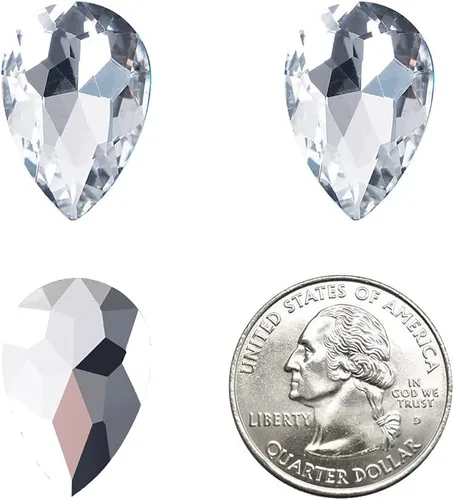 Miniatura 6 de Lágrima de cristal de 0.787 x 1.181 in con diamantes de imitación grandes para manualidades, fabricación de joyas, zapatos, cuentas de vidrio, 36