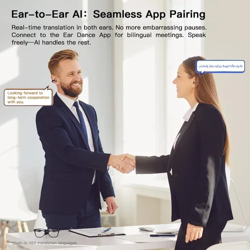 Miniatura 4 de OWS - Auriculares colgantes con clip para la oreja, auriculares inalámbricos de traducción AI en tiempo real, 165 idiomas traductores