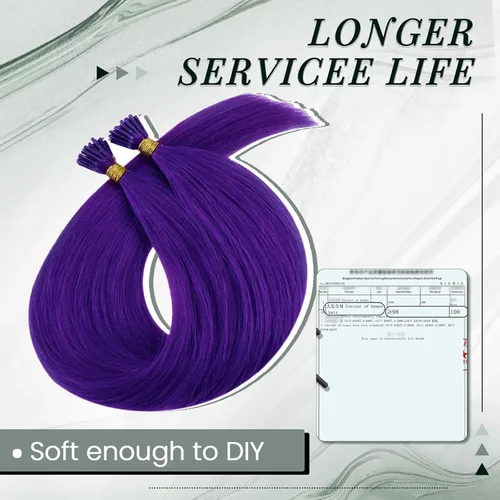 Miniatura 5 de RUNATURE Extensiones de cabello humano con punta en I Tip de 18 pulgadas, extensiones de cabello natural Remy para mujer, extensiones de cabello