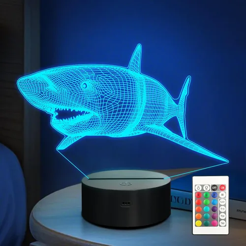 Anywin Regalos de tiburones, luz nocturna de tiburones, lámpara de océano con 16 colores cambiantes y temporizador y atenuador, regalos geniales del