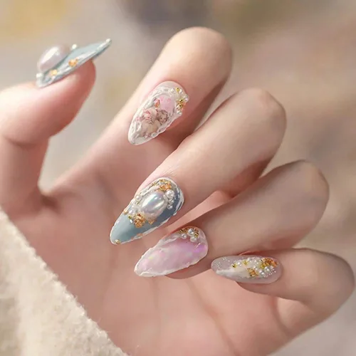 Miniatura 8 de 10 hojas de transferencia de lámina de uñas, diseño de flor de Cupido en ángulo, calcomanías de uñas, calcomanías de arte de uñas, tiras