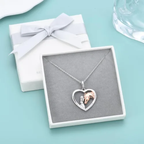 Miniatura 5 de GULICX Regalos de caballos para niñas y mujeres, niñas con collar de caballo, colgante de corazón, regalos de joyería para amantes de los caballos