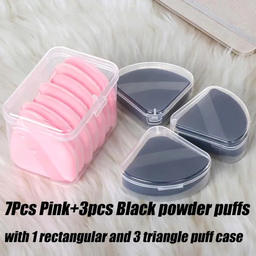 Miniatura 2 de Ocim 10 piezas de esponjas de polvo para polvo facial, esponja de belleza suave de terciopelo triangular, maquillaje prensado, esponjas aplicadoras